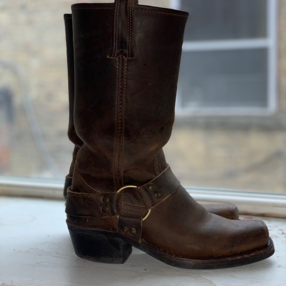 Frye leather harness boots